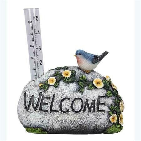 YOUNGS Resin Garden Stone with Bird & Rain Gauge 73596